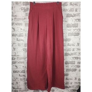 HALARA Pants Size Medium Red High Waisted Pleats Pockets Wide Leg Flowy
Casual